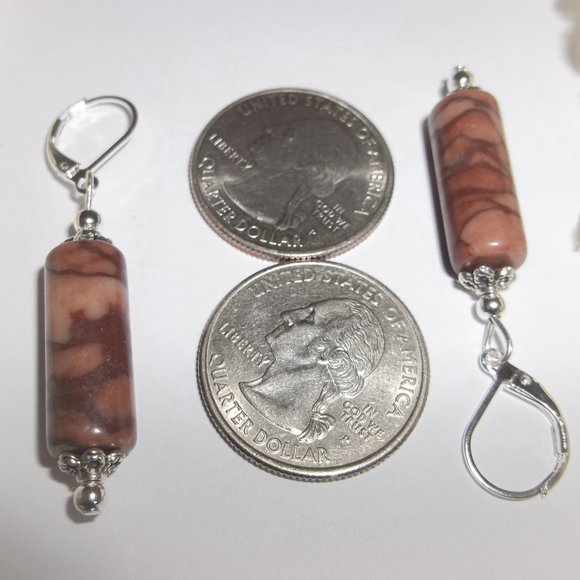 Faux Jasper Gemstone Earrings Set Beaded Dangle Drop Fashion Jewelry Gift 7299 - Picture 3 of 6